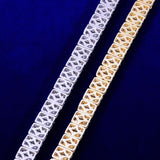 9MM Baguette Zircon Bracelet Chain Trendy Link Gold Color Plated Copper Bling Jewelry - Presidential Brand (R)