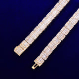 9MM Baguette Zircon Bracelet Chain Trendy Link Gold Color Plated Copper Bling Jewelry - Presidential Brand (R)