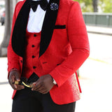 Black Jacquard Jacket Men Suit Slim Fit Blazer - Presidential Brand (R)