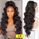 Vigorous Long Wavy Ponytail Hair Synthetic Drawstring Ponytail Clip in Hairpiece Black Wave Ponytail for Black Women - Presidential Brand (R)