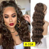 Vigorous Long Wavy Ponytail Hair Synthetic Drawstring Ponytail Clip in Hairpiece Black Wave Ponytail for Black Women - Presidential Brand (R)
