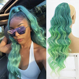 Vigorous Long Wavy Ponytail Hair Synthetic Drawstring Ponytail Clip in Hairpiece Black Wave Ponytail for Black Women - Presidential Brand (R)