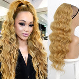 Vigorous Long Wavy Ponytail Hair Synthetic Drawstring Ponytail Clip in Hairpiece Black Wave Ponytail for Black Women - Presidential Brand (R)