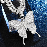 Women Butterfly Pendant Necklace Iced Out Link Chain Choker Necklace Bling Hip Hop Pendant Jewelry New Year Party Gifts - Presidential Brand (R)