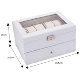 Watch Box 2 Layer 20 Slots Display Storage Case Organizer Holder Lockable with Glass Top Suit for Hairpin Cuff Link Brooches Etc - Presidential Brand (R)