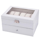 Watch Box 2 Layer 20 Slots Display Storage Case Organizer Holder Lockable with Glass Top Suit for Hairpin Cuff Link Brooches Etc - Presidential Brand (R)