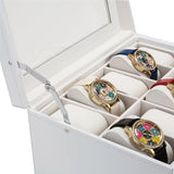 Watch Box 2 Layer 20 Slots Display Storage Case Organizer Holder Lockable with Glass Top Suit for Hairpin Cuff Link Brooches Etc - Presidential Brand (R)