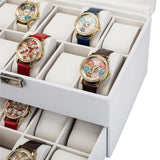Watch Box 2 Layer 20 Slots Display Storage Case Organizer Holder Lockable with Glass Top Suit for Hairpin Cuff Link Brooches Etc - Presidential Brand (R)