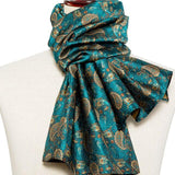 100% Silk Scarf Winter And Autumn Casual Green Jacquard Paisley Shirt Scarf 160*50cm - Presidential Brand (R)