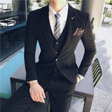 ( Jacket + Vest + Pants )  Plaid Casual Business Suit High-end Social Formal 3 Pcs Set