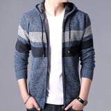 Mens Striped Knit Cardigan with Hood - Presidential Brand (R)