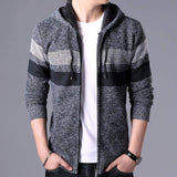 Mens Striped Knit Cardigan with Hood - Presidential Brand (R)