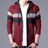 Mens Striped Knit Cardigan with Hood - Presidential Brand (R)