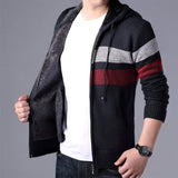 Mens Striped Knit Cardigan with Hood - Presidential Brand (R)