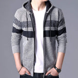 Mens Striped Knit Cardigan with Hood - Presidential Brand (R)