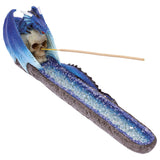 Fujima Blue Dragon on Skull Crystal  Incense Burner - 11"