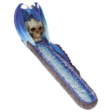 Fujima Blue Dragon on Skull Crystal  Incense Burner - 11"