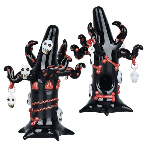 Spooky Halloween Tree Glass Hand Pipe - 5