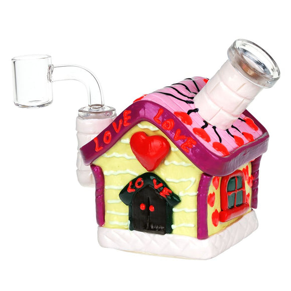 Valentine's Love Shack Resin Sculpted Glass Dab Rig - 4.5