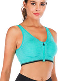 5PCS Women'S Zip Front Sports Bra Post-Surgery Bra Zipper Front Wirefree Removable Pads Yoga Bra Racerback Workout Bras