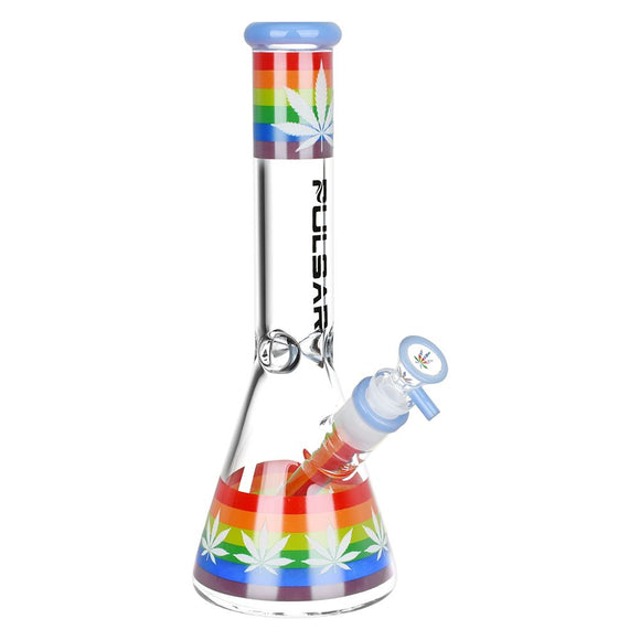 Pulsar Rainbow Pride Glow Glass Beaker Water Pipe - 10