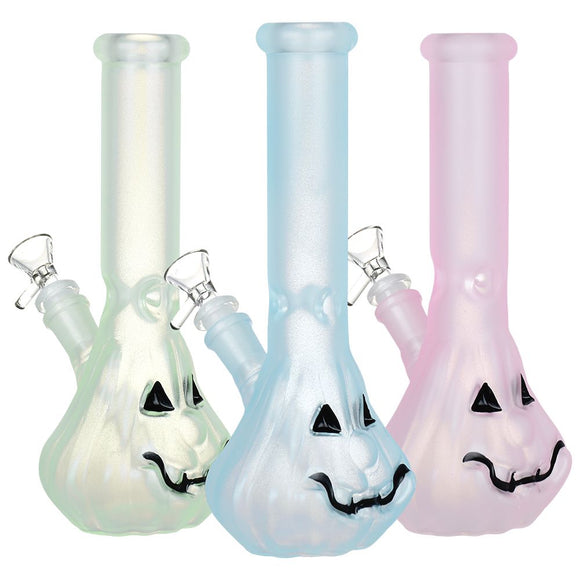 Glow In Dark Jack-O-Lantern Glass Bong - 9.25