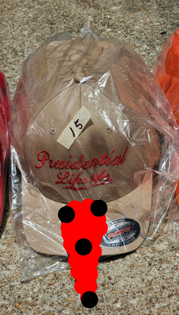 PRESIDENTIAL LIFESTYLE® Flex Fit Hat With Red Cursive Letters