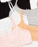 Girls Training Bras - 5 Pack Soft Stretch Cotton Bra, Cami Style Girls Underwear with Adjustable Straps (7-14)