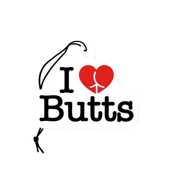Wood Rocket Car Air Freshener - I Heart Butts / Apple Scent / 4