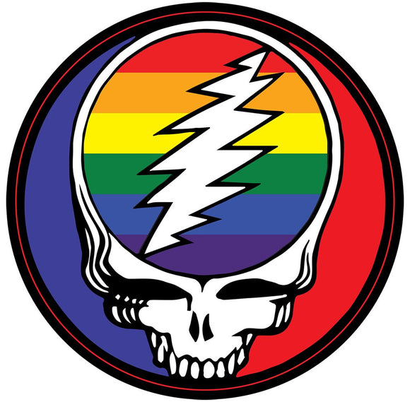 Grateful Dead Steal Your Face Rainbrow Pride Round Sticker - 4.75