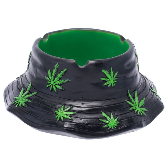 Fujima Black & Green Leaf Bucket Hat Ashtray - 5.75