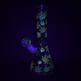 Rainbow Pride Leaf Beaker Glass Water Pipe - 10.25" / 14mm F