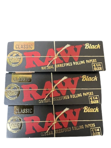 Raw Organic Black 1 1/4 Size 50 Papers Rolling Papers (3 Pack)