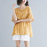 Womens Floral Yellow Top - Presidential Brand (R)