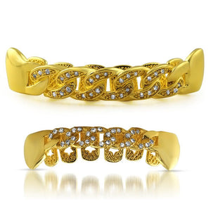 CZ Gold Cuban Grillz Set - Presidential Brand (R)