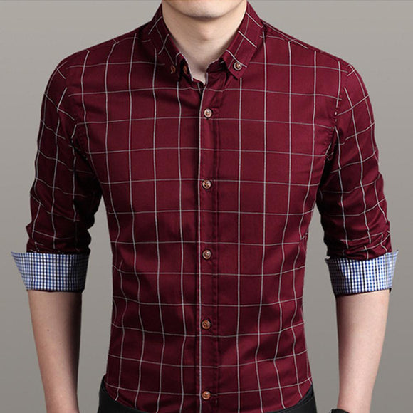 Mens Checkered Button Down Shirt In Red - Presidential Brand (R)