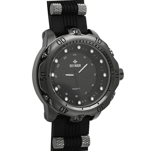 All Black Rubber Fashion Mens Watch - Presidential Brand (R)