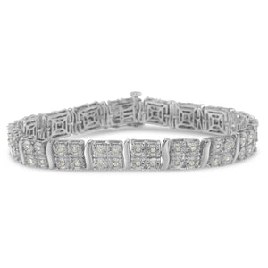 Sterling Silver 1ct TDW Diamond S-Curve Link Bracelet (I-J, I3-Promo) - Presidential Brand (R)