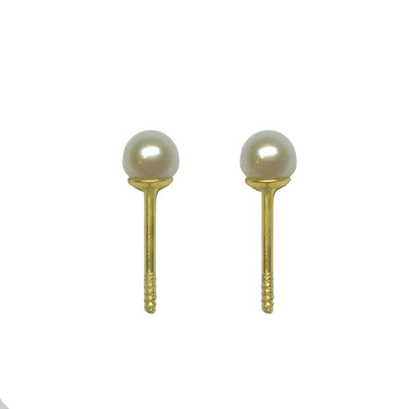 BecKids 18k Gold 3mm Pearl Stud Earrings - Presidential Brand (R)