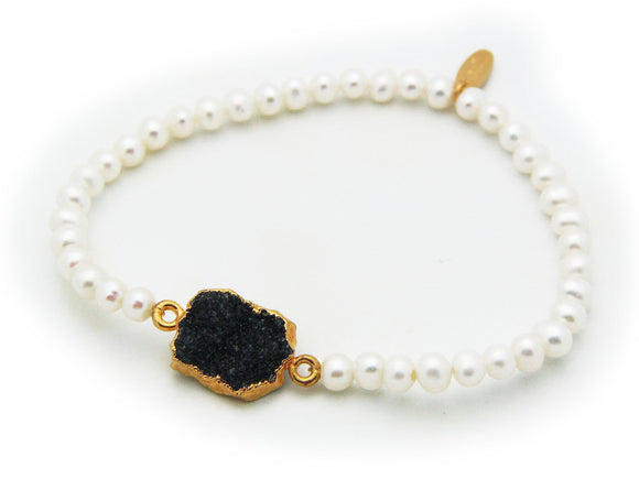 Druzy and Pearls Elastic Bracelet - Presidential Brand (R)