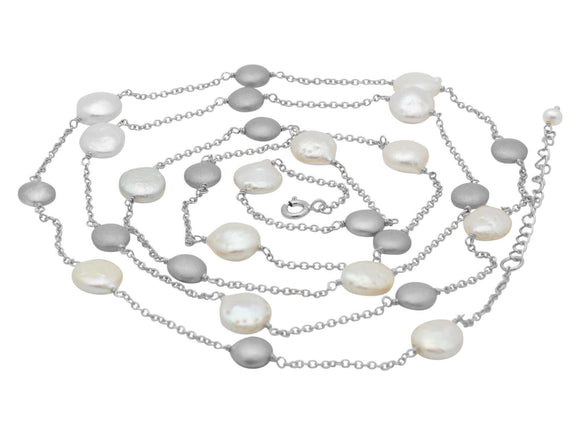 Silver Coin Pearls Necklace - Presidential Brand (R)