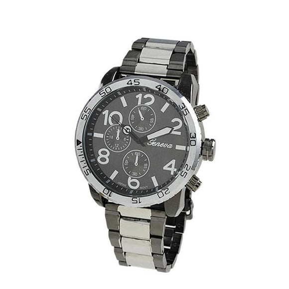 Clean Silver and Black Metal Band Watch - Presidential Brand (R)