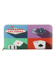 VEGAS PRINT VINYL CLUTCH WALLET - Presidential Brand (R)