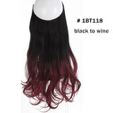 12‘’ 14" 16" 18" Wave Halo Hair Extensions Invisible Ombre Bayalage Synthetic Natural Flip Hidden Secret Wire Crown Grey Pink - Presidential Brand (R)