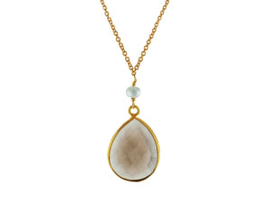 Tear Drop Natural Quartz & Pearl Necklace - Presidential Brand (R)