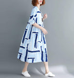 Womens Round Neck Blue Long Dress - Presidential Brand (R)