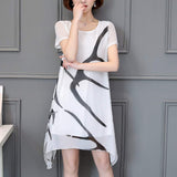 Womens Uneven Black and White Chiffon Dress - Presidential Brand (R)