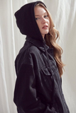 Denim Hooded Drawstring Jacket