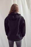 Denim Hooded Drawstring Jacket
