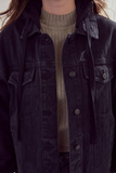 Denim Hooded Drawstring Jacket